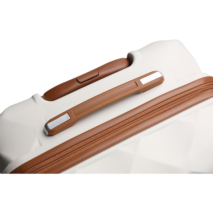 Чемодан British Traveller Mittelgroßer, 64x43x26.5 см, ABS+PC, TSA-замок, 4 колеса, кремовий (64 см, 57 л)