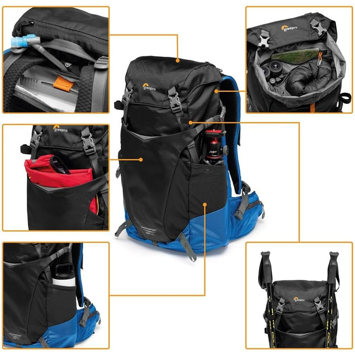 Рюкзак для камери Lowepro PhotoSport BP 24L AW III, синій/чорний, для беззеркальних фотоапаратів, з боковим доступом та змінним вкладишем