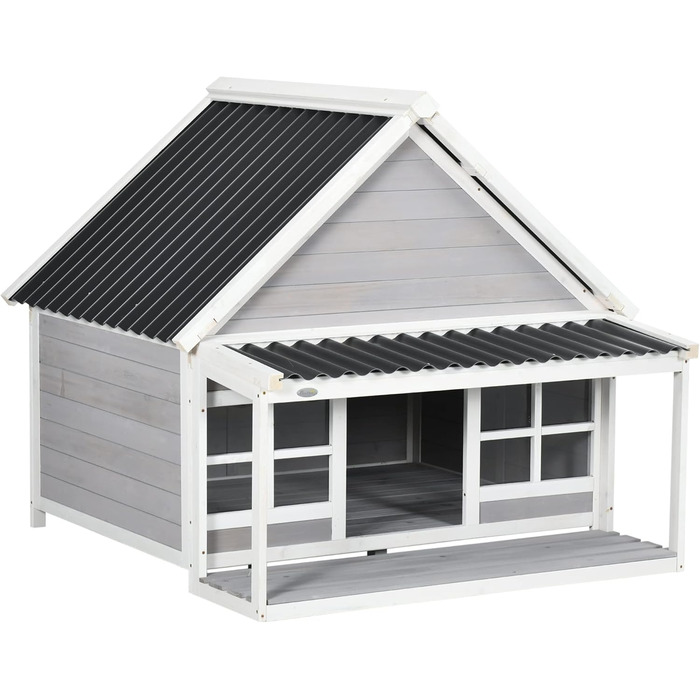 Будинок для собак PawHut з дашком, для середніх та великих собак, вуличний, з вікном, з соснового дерева, 126 x 118 x 105 см