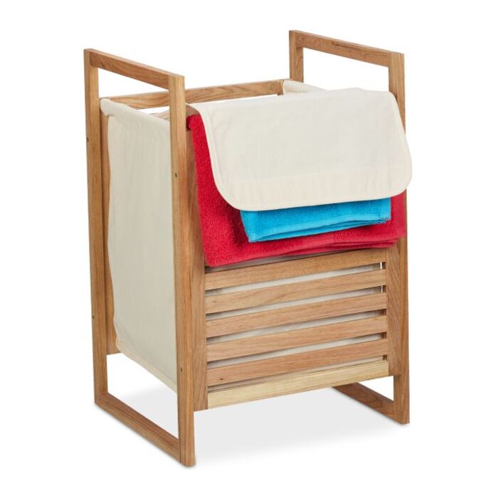 Relaxdays Walnut Laundry Basket with Lid