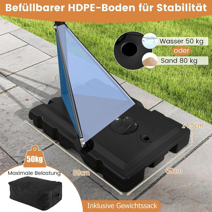 COSTWAY Adjustable Height Basketball Hoop System - Outdoor Mobile Basketball Stand with Wheels & Weight Bag (125-305cm)