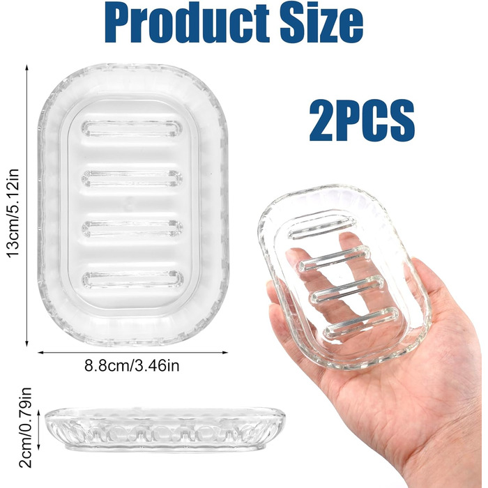 Миски для мила 2 шт. з пластику, самозливні, 13×8.8 см, неслизькі, для ванної, кухні, душу