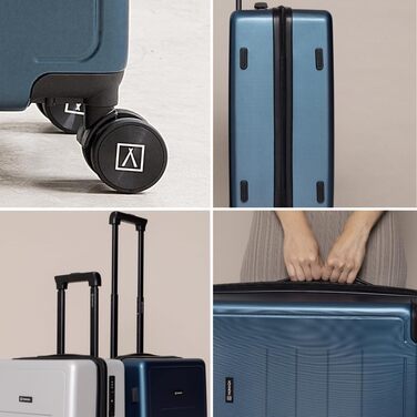 Чемодан ручної об'єм NUMADA PackPro T20 (56x37x22 см) з TSA-замком та 4 колесами. Жорсткий кейс з внутрішніми відділеннями, світлом, стійкий (Блакитний)