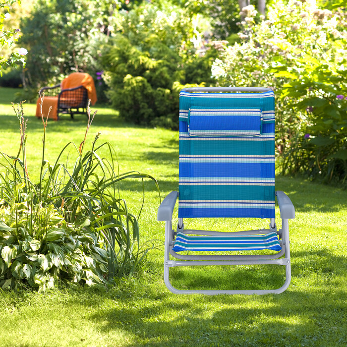 Relaxdays Folding Lounge Chair with Neck Pillow