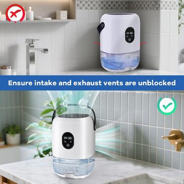 BuzzoXerex Зволожувач повітря 1000 мл, компактний, портативний, з дисплеєм температури та вологості, нічний режим, 7 кольорових підсвіток