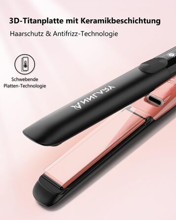 ANNLARY 1 Inch Hair Straightener & Curling Wand 2-in-1 - Titanium Ceramic Ion Technology - Heat Protection, Anti-Frizz, Shiny Hair - Dual Voltage (110-240V)