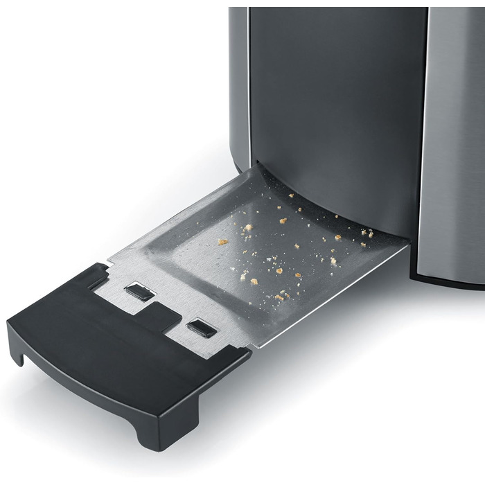 Тостер Severin AT 2589 з підігрівом для булок, 800 Вт, нержавіюча сталь, чорний