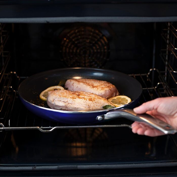 Набір посуду Blue Diamond Cookware Diamantstruktur Keramik Antihaft, 7 предметів: каструлі, сковороди, сотейники. Без PFAS, для всіх плит, індукція, сумісний з посудомийною машиною, до 200°C, блакитний