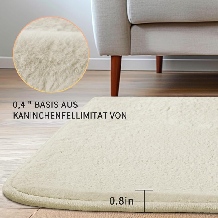 Sour Lemon Rug Living Room 200x300, Rug Children's Room Smooth Rug Gray Rabbit Fur Short Pile Washable Rug, Modern Non-Slip Rug for Bedroom, Fluffy Rug Area 140x200