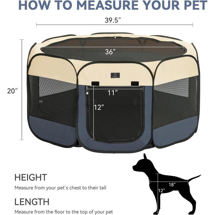 Клітка-вигул для цуценят та котів 4 Pet, складана, для дому та вулиці, з мискою, блакитно-біла