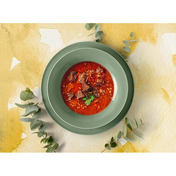 Сервіз столовий SELTMANN WEIDEN Beat 12-ти частинний - білий з салатовим рельєфом, сучасний стиль