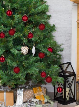 40 шт. Новорічні кулі для прикраси ялинки, 4 см та 6 см (винний колір)