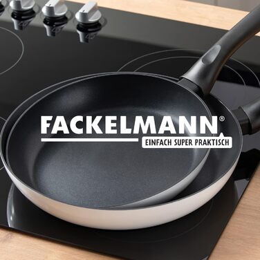 Сковорода Fackelmann Arcadalina 24 см з антипригарним покриттям, з 90% переробленого алюмінію та керамічним покриттям, індукційна, чорно-біла