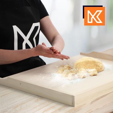 KADAX Дошка для тіста з тополиного дерева 50x70 см, традиційна кухонна дошка з бортиками для приготування локшини, випічки, вареників, одностороння, преміум якість