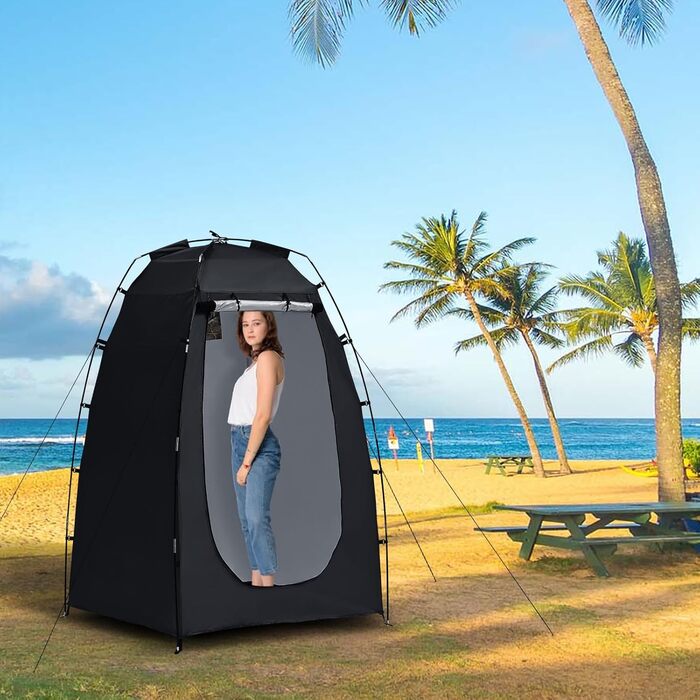 CLIPOP Pop-Up Tent - Waterproof, Lightweight, 1-Layer Spring Camping Tent - Easy Setup for Beach, Hiking, Festival, Outdoor - Black