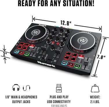 DJ контролер Numark Party Mix II з підсвіткою, 2 деки, вбудований мікшер, аудіоінтерфейс та Serato DJ Lite