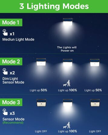 nipify Сонячна лампа з датчиком руху, 168 LED, 3 режими, IP65, для вулиці, саду, тепле та холодне світло, 6 штук