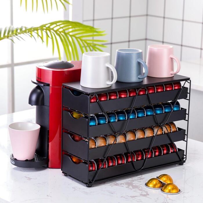 Підставка для капсул Nespresso Vertuo, 60 капсул, 3 яруси, висувна шухляда, FlagShip