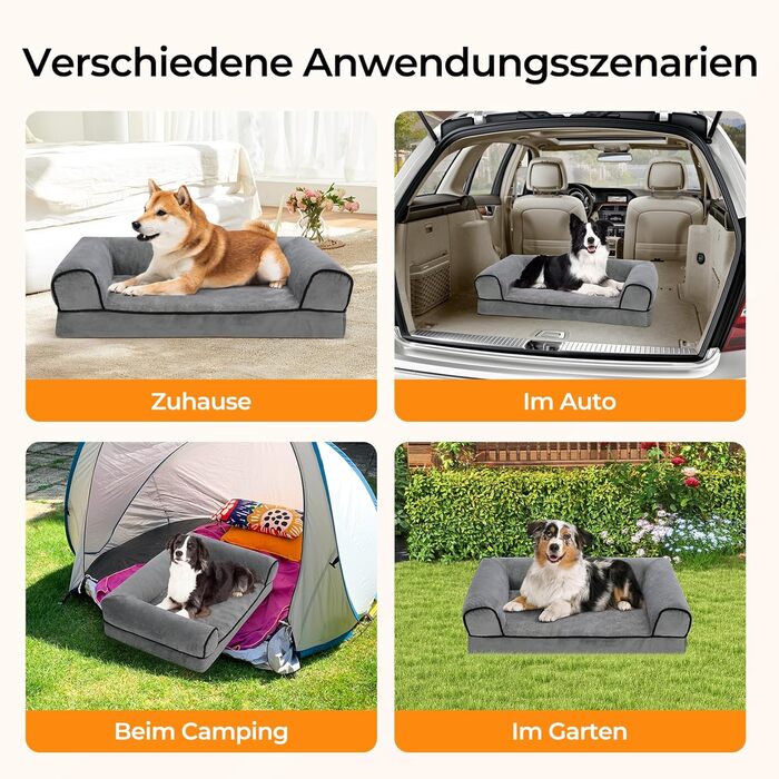 Ортопедичне ліжко для собак Growaystory - зручне собаче ліжко-софа з ефектом яєчної форми, з м'яким наповнювачем, що не ковзає, 76x51x18 см