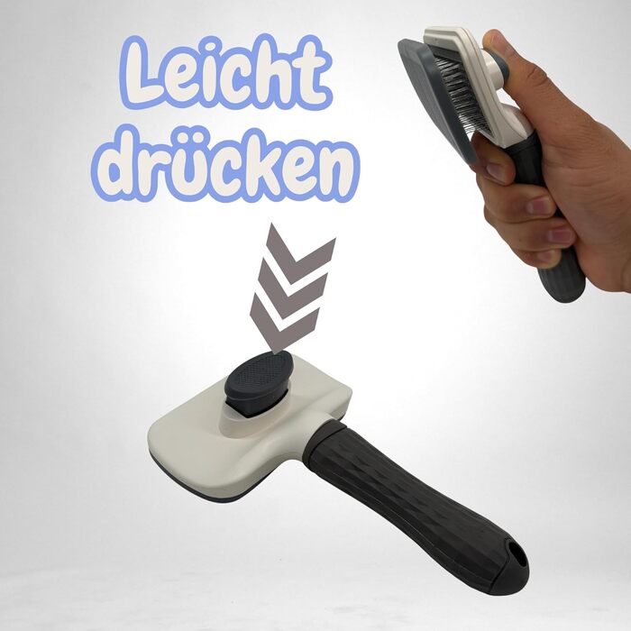 Щітка для собак та котів, самоочисна, сіра – видаляє випале шерсть, для довгої та короткої шерсті, блиск шерсті