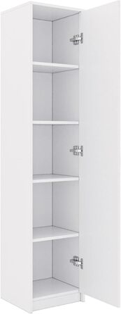 Bookshelf Wardrobe Shelf White 40cm wide 180cm high Storage Cabinet Organizer Multi-Purpose Cabinet with 4 Adjustable Shelves Filing Cabinet Shelf Wall narrow Wood for Bedroom Hallway Basement Office