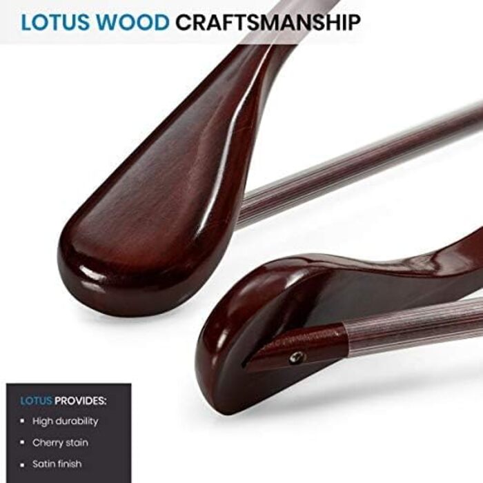 Набір дерев'яних вішалок преміум-класу 6 шт. – широкі плечі, 360° обертання | З перемичкою для штанів, пальто, курток та суконь | Гладка поверхня (натуральне дерево, вишня)