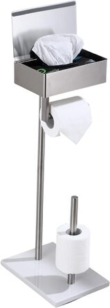 Day Moon™ Standing Toilet Paper Holder, Wet Tissue Box - Toilet Paper Holder with Wet Wipe Box, Toilet Paper Holder with Shelf - Stainless Steel Toilet Paper Holder Brushed Nickel Free Standing