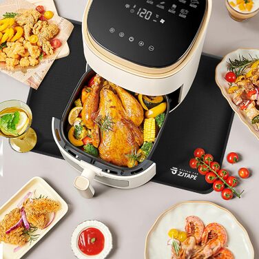 Термостійкий килимок для захисту від нагрівання 60x40 см, вогнестійкий килимок для кухонних стільниць, силіконовий килимок, неслизький та водонепроникний для аір-фрі, кавомашини (50x30 см, чорний)