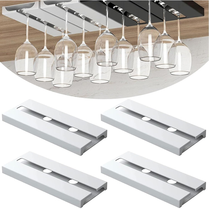 Тримачі для келихів вина SAMSYOKI (4 шт.) - підвісні, самоклеючі, для кухні, бару, ресторану