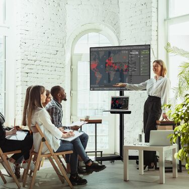 BONTEC Mobile TV Stand with Tilt and Height Adjustment - Rolling TV Mount for 23-60 inch LED, LCD, OLED TVs (Up to 25kg)