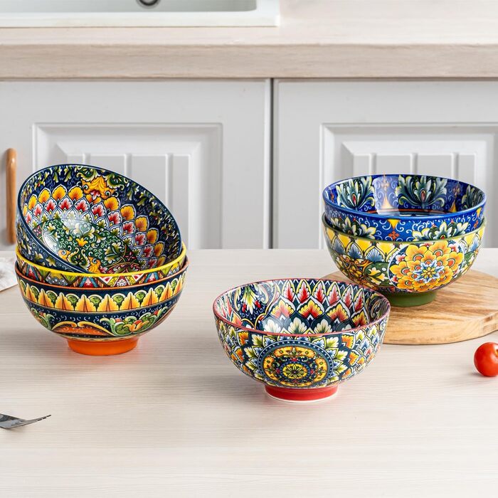 Набір супових тарілок Henten Home, 4 шт., 300 мл, порцеляна. Ідеально для супу, десерту, морозива. Стиль Богемія