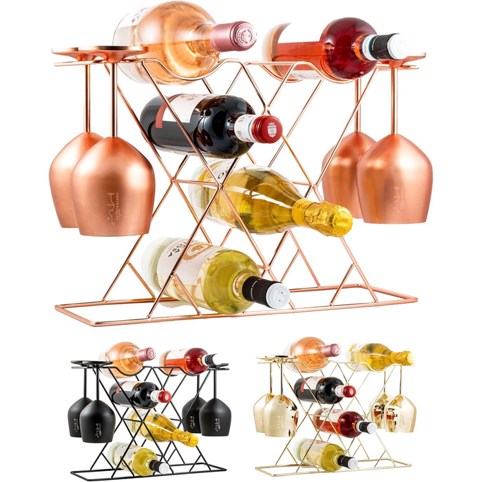 Стильне металеве вінорегулятор Gusto Nostro для столу (рожеве золото, 8 пляшок)