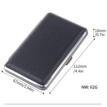 Чохол для сигарет жіночий шкіряний/металевий чорний на 20 slim або 14 normal сигарет