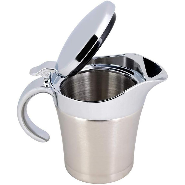 304 Brushed Stainless Steel Saucepan, Thermally Insulated Double-Walled Sauce Jug Pot for Gravy or Cream at Thanksgiving for Restaurant. (450 ml / 750 ml) (450 ml)