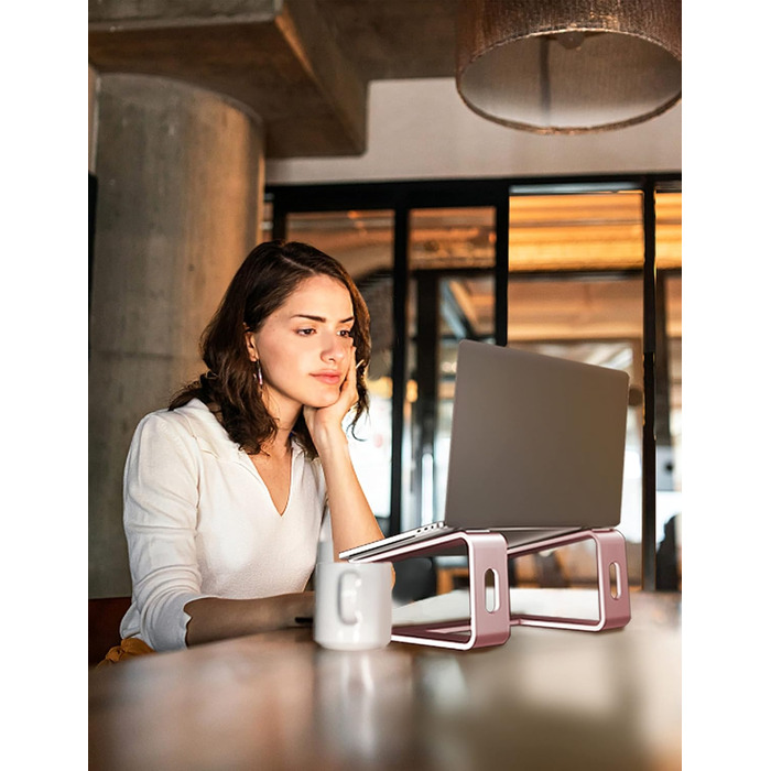 Підставка для ноутбука Soundance, алюмінієва, ергономічна, для екранів 10-15.6 дюймів, рожева