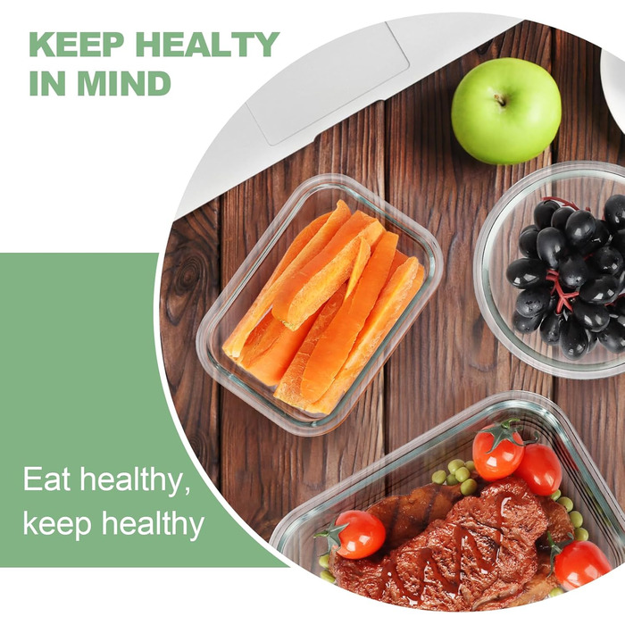 Набір скляних контейнерів Skroam 24 шт. з кришками - 12 контейнерів та 12 кришок, для зберігання продуктів, meal prep, сумісність з мікрохвильовою піччю, без BPA