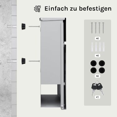 Поштовий ящик WOLTU XXL з відділенням для преси, захистом від реклами, оглядовим вікном, замком (2 ключі), антрацит (сірий) 37x37x10.5 см