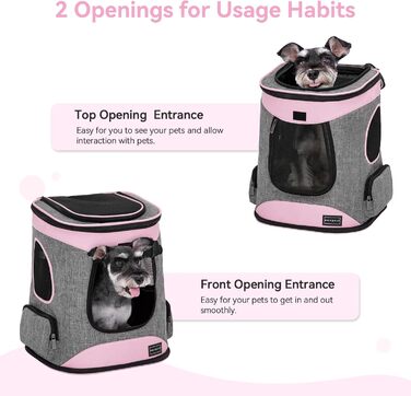 Рюкзак для кота та собаки Petsfit - зручний та дихаючий, для тварин до 5 кг (сірий та рожевий)