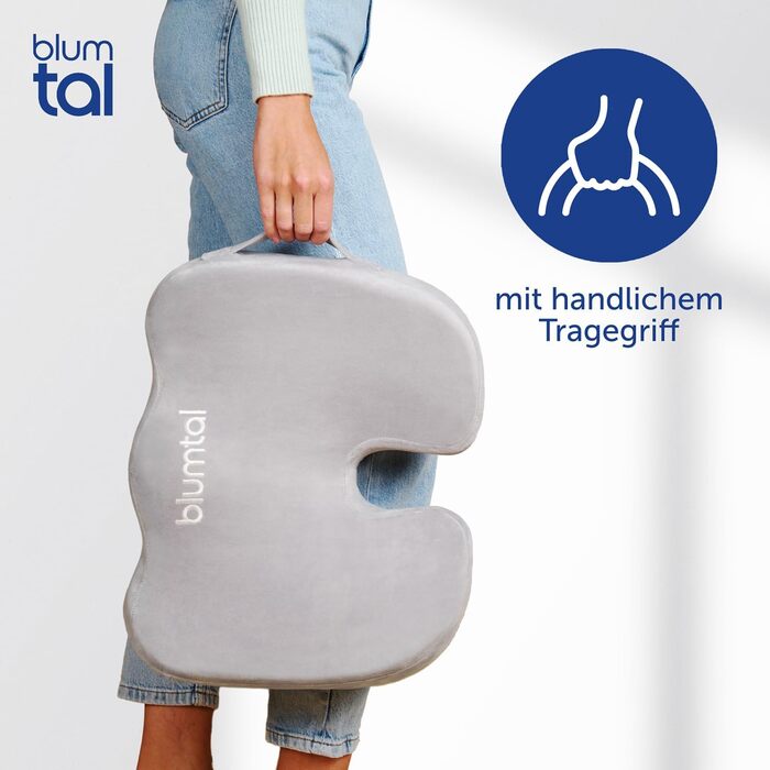 Подушка для сидіння Blumtal® з піною з пам'яті - кельоподібна подушка для підтримки спини - дихаюча подушка для куприка до 90-130 кг - подушка для офісного крісла - підтримуюче сидіння для стільця + 2 знімні чохли (жорстка, 90-130 кг)