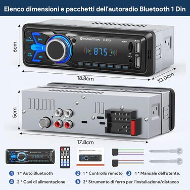 Автомагнітола Bluetooth 1 DIN MP3-плеєр для авто