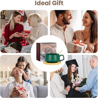 Набір кавових чашок капучіно з підставками, 4 шт. (320 мл) з кераміки, чорного кольору. Підходять для еспресо, капучіно та лате.