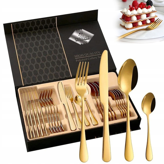 Набір столових приборів на 24 предмети (на 6 осіб), нержавіюча сталь, у подарунковій коробці