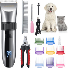 Електрична машинка для грумінгу домашніх тварин BarberBoss QR-9082 – бездротова, з керамічними лезами та LED-дисплеєм