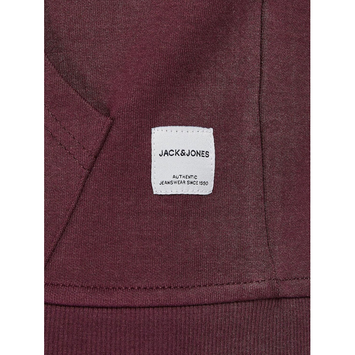 Чоловіча однотонна толстовка з капюшоном Jack & Jones, колір Port Royale (червоний), розмір 3XL