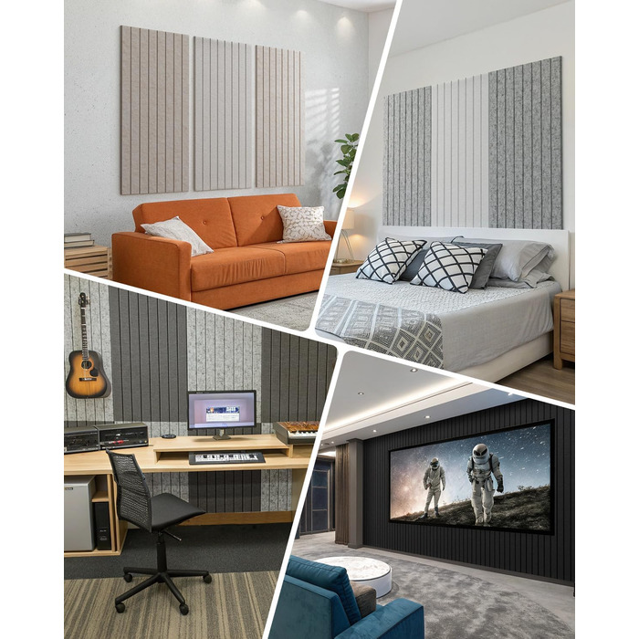 Акустичні панелі Soundsbay самоклейні для звукоізоляції та декору стін, 120×60×0.9 см, чорні (3 шт, 2.16 м²)