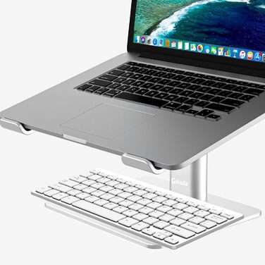 Підставка для ноутбука GOKEDA, ергономічна регульована, з алюмінієвого сплаву, сумісна з MacBook, Dell, HP, Lenovo, Samsung (11-17 дюймів), срібна