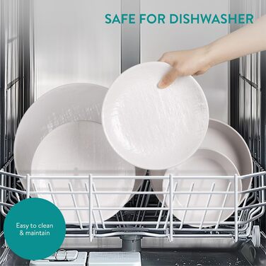 Набір посуду Navaris з каменю (16 предметів) для 4 осіб - тарілки, супові тарілки, сервіз, антрацитовий колір