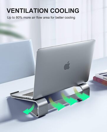 Підставка для ноутбука Soqool, ергономічна, з вентиляцією, сумісна з MacBook, Lenovo, Huawei, Acer, Dell, HP (10-17 дюймів), срібна