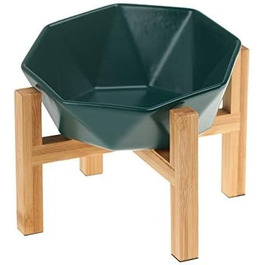 Керамічна годівниця для котів та собак на підставці, нахилена, зелена, 1 шт.