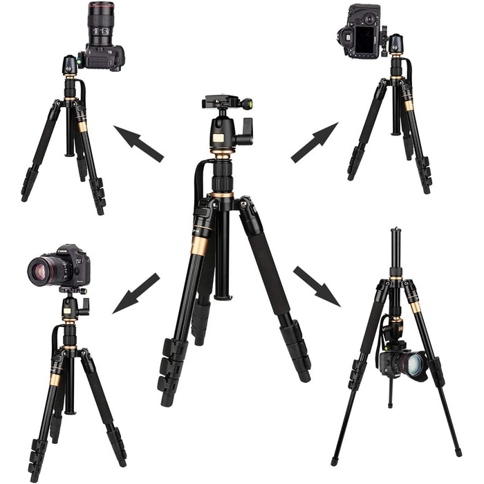 Професійний штатив AFAITH Q-555 з моноподом та кульковою головкою для DSLR Canon, Nikon, Pentax, Sony (чорний)